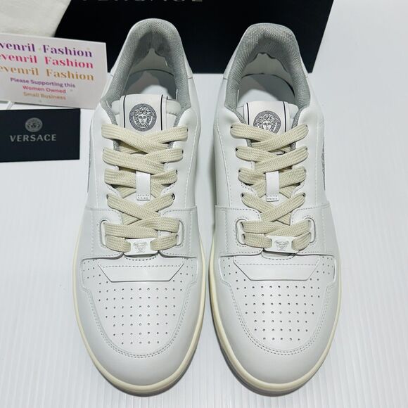 NIB Versace Men’s EU 44/ US 11 White Leather Medusa Logo Sneakers Shoes $700 main image 11